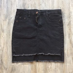 Black denim skirt